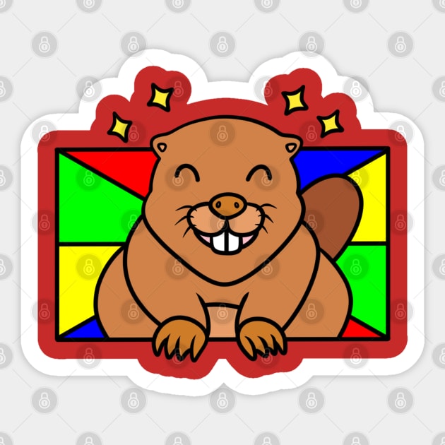 Funny cartoon beaver Sticker by Andrew Hau